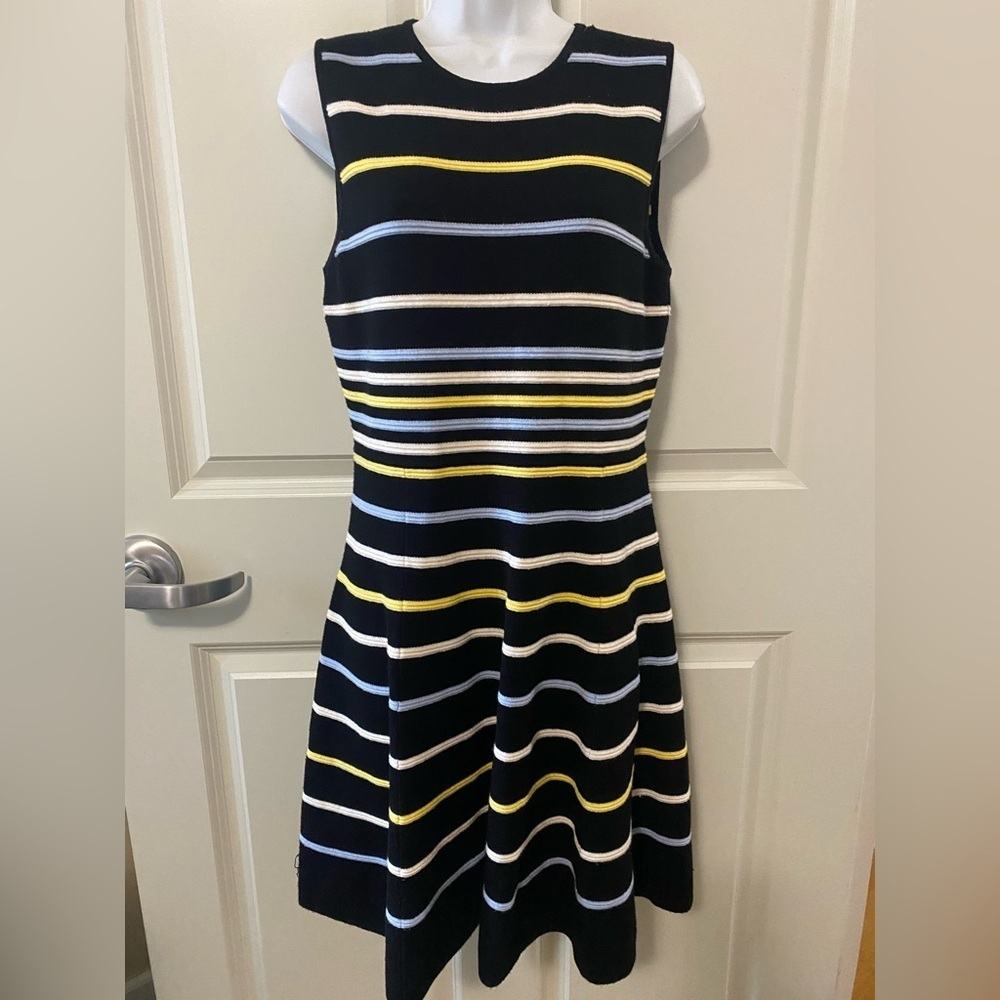 Vince Camuto Multicolor Striped Midi A Line Dress